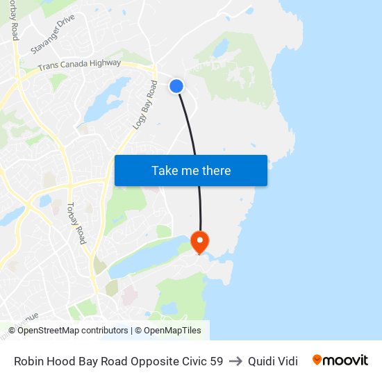 Robin Hood Bay Road Opposite Civic 59 to Quidi Vidi map