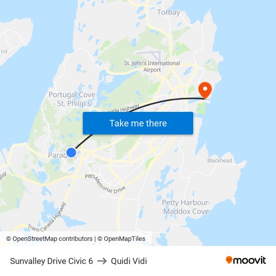 Sunvalley Drive Civic 6 to Quidi Vidi map