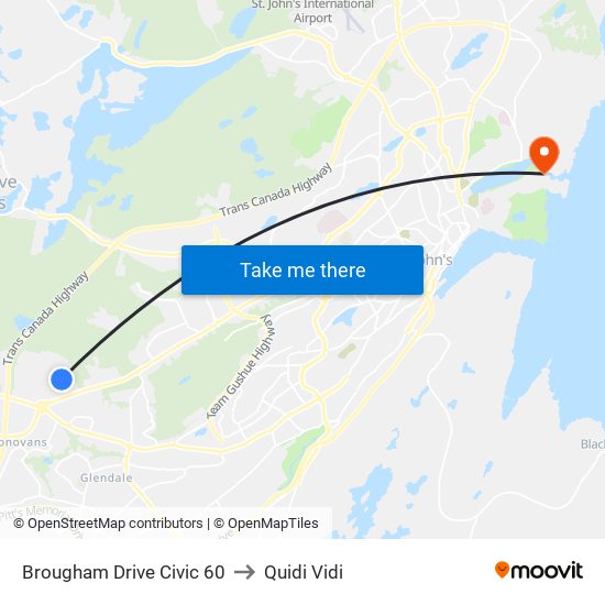 Brougham Drive Civic 60 to Quidi Vidi map