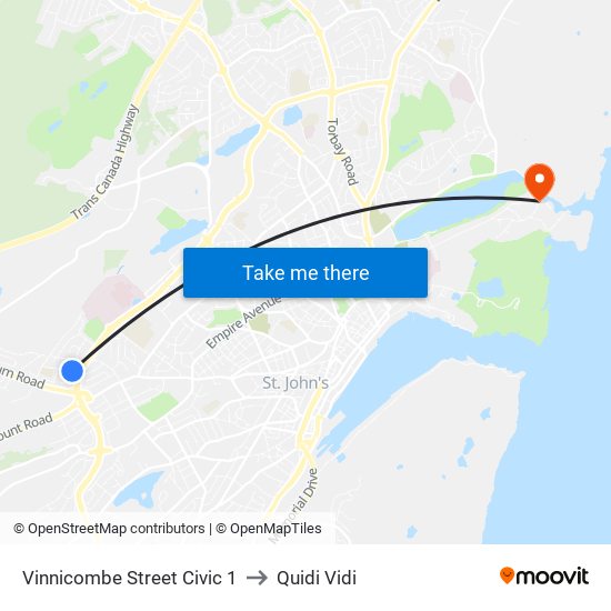 Vinnicombe Street Civic 1 to Quidi Vidi map