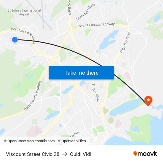 Viscount Street Civic 28 to Quidi Vidi map