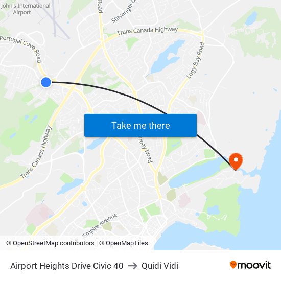 Airport Heights Drive Civic 40 to Quidi Vidi map