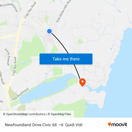 Newfoundland Drive Civic 68 to Quidi Vidi map