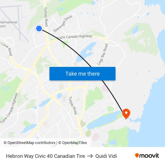 Hebron Way Civic 40 Canadian Tire to Quidi Vidi map