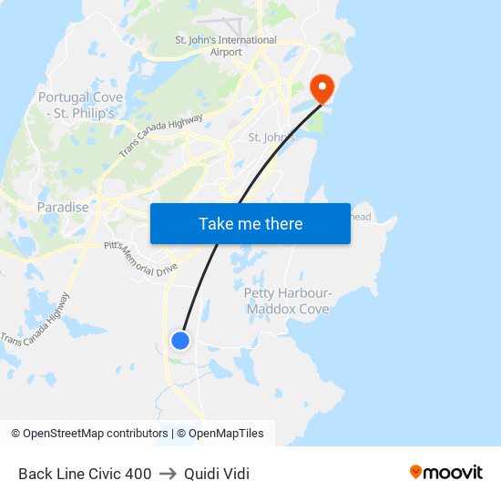 Back Line Civic 400 to Quidi Vidi map