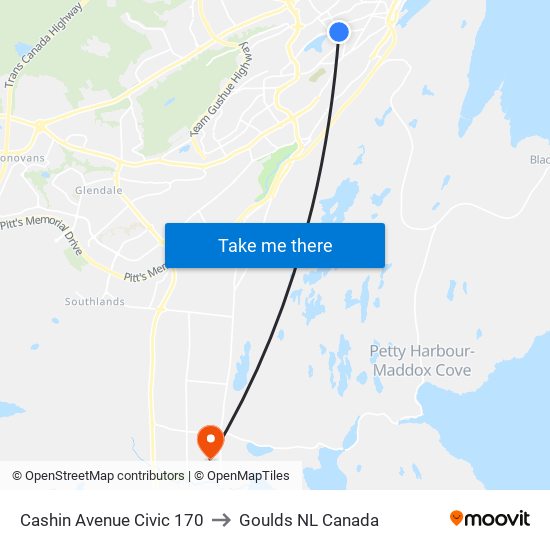 Cashin Avenue Civic 170 to Goulds NL Canada map