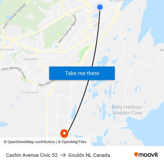 Cashin Avenue Civic 52 to Goulds NL Canada map