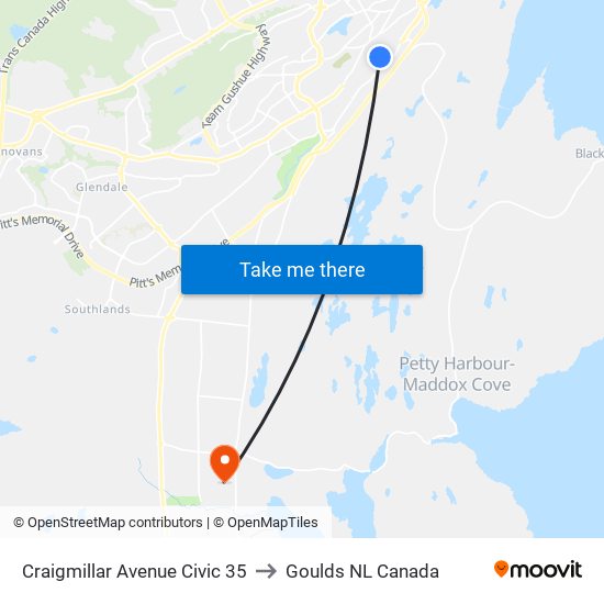 Craigmillar Avenue Civic 35 to Goulds NL Canada map