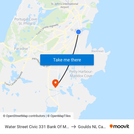 Water Street Civic 331 Bank Of Montreal to Goulds NL Canada map
