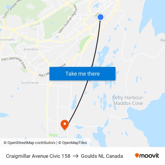 Craigmillar Avenue Civic 158 to Goulds NL Canada map
