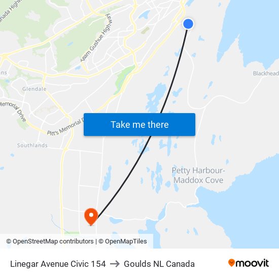 Linegar Avenue Civic 154 to Goulds NL Canada map