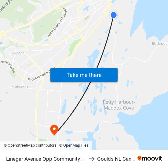 Linegar Avenue Opp Community Center to Goulds NL Canada map