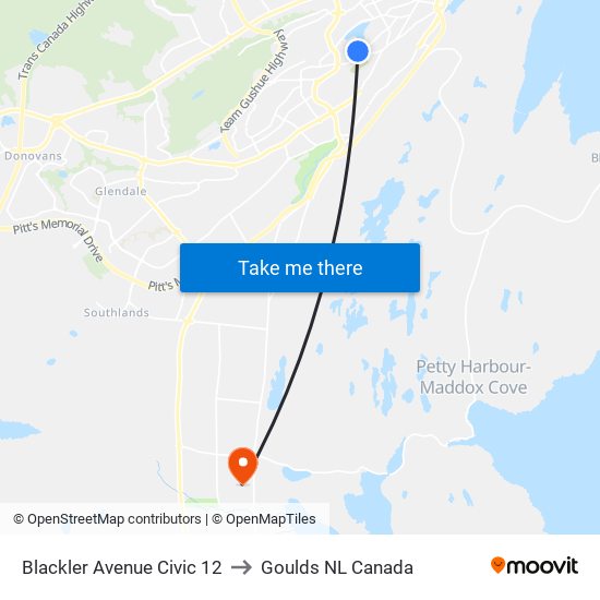 Blackler Avenue Civic 12 to Goulds NL Canada map