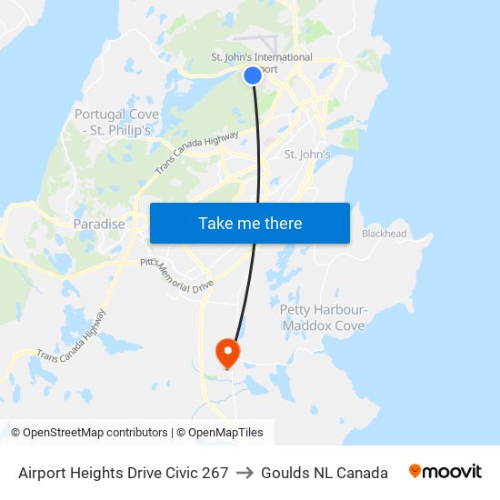 Airport Heights Drive Civic 267 to Goulds NL Canada map