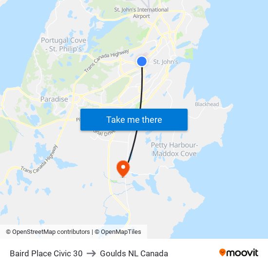 Baird Place Civic 30 to Goulds NL Canada map