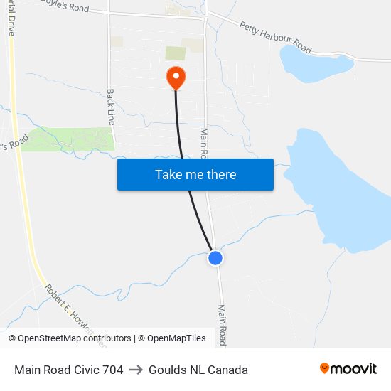 Main Road Civic 704 to Goulds NL Canada map