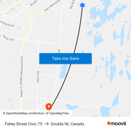 Fahey Street Civic 75 to Goulds NL Canada map