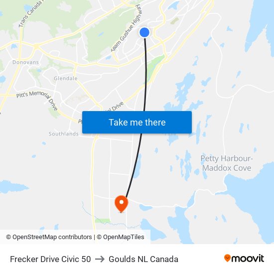 Frecker Drive Civic 50 to Goulds NL Canada map