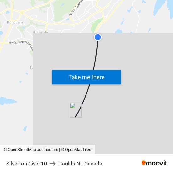 Silverton Civic 10 to Goulds NL Canada map