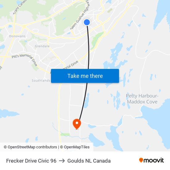 Frecker Drive Civic 96 to Goulds NL Canada map