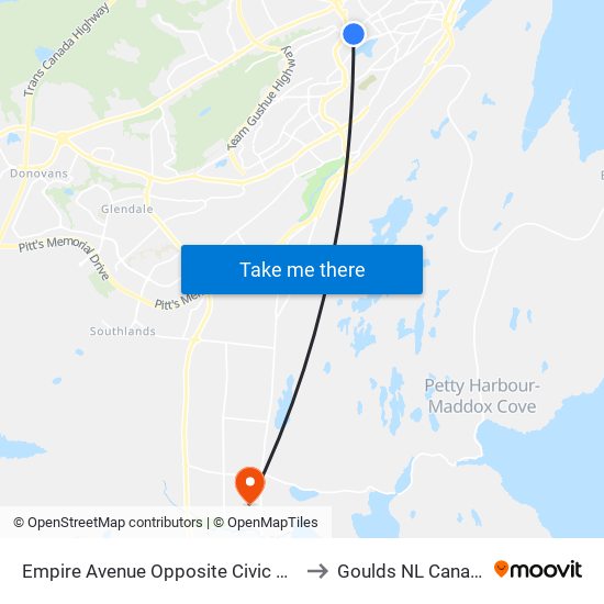 Empire Avenue Opposite Civic 428 to Goulds NL Canada map