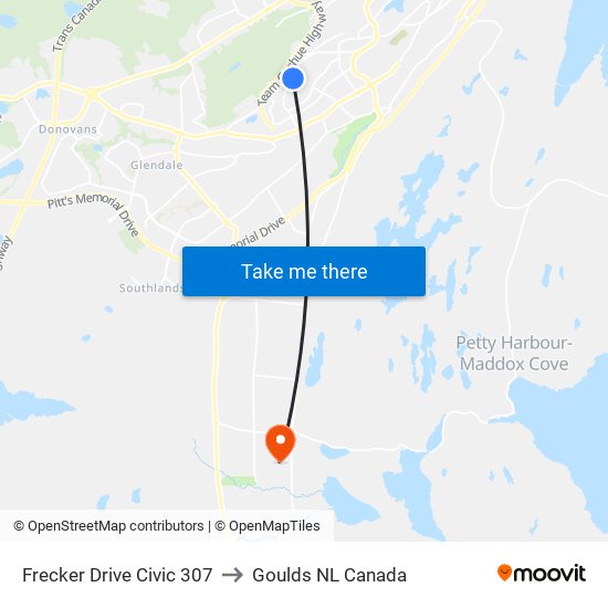 Frecker Drive Civic 307 to Goulds NL Canada map