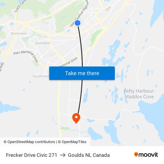 Frecker Drive Civic 271 to Goulds NL Canada map