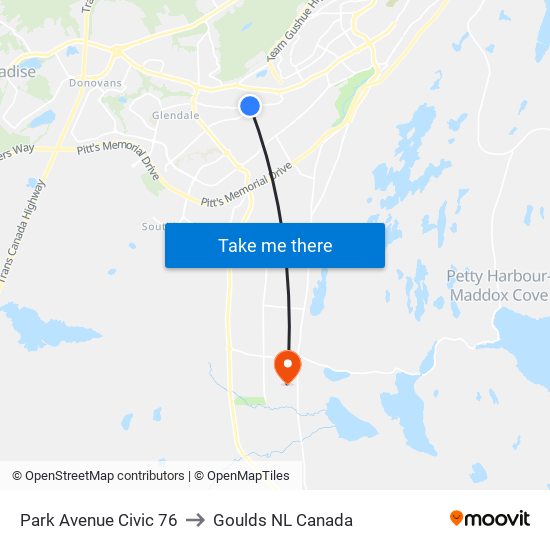 Park Avenue Civic 76 to Goulds NL Canada map