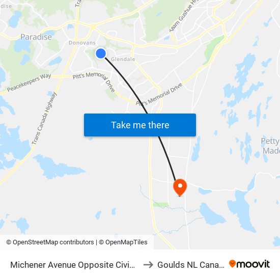Michener Avenue Opposite Civic 63 to Goulds NL Canada map