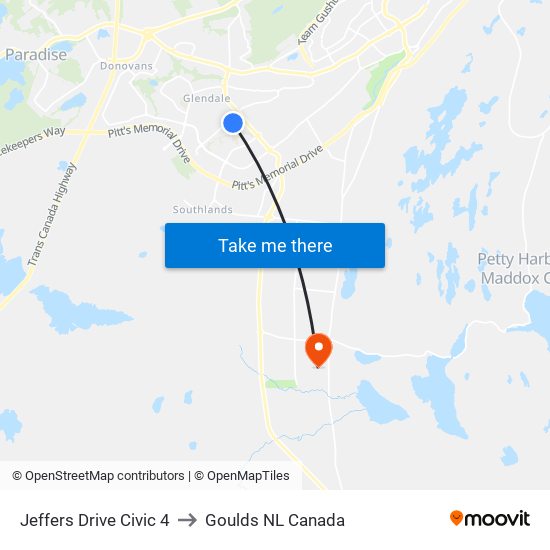 Jeffers Drive Civic 4 to Goulds NL Canada map