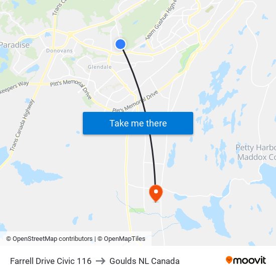 Farrell Drive Civic 116 to Goulds NL Canada map