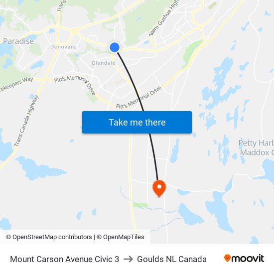 Mount Carson Avenue Civic 3 to Goulds NL Canada map