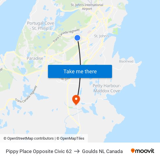 Pippy Place Opposite Civic 62 to Goulds NL Canada map