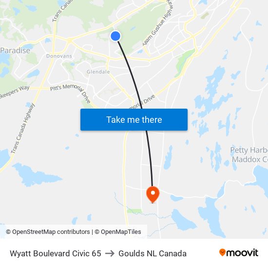 Wyatt Boulevard Civic 65 to Goulds NL Canada map