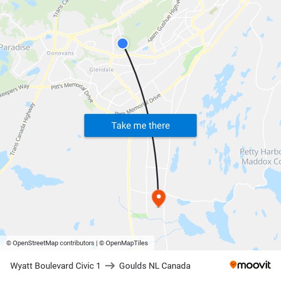 Wyatt Boulevard Civic 1 to Goulds NL Canada map