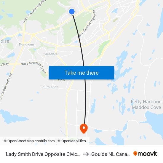 Lady Smith Drive Opposite Civic 73 to Goulds NL Canada map