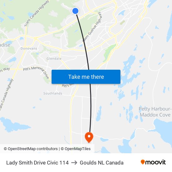 Lady Smith Drive Civic 114 to Goulds NL Canada map