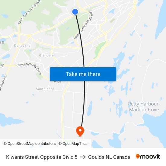 Kiwanis Street Opposite Civic 5 to Goulds NL Canada map