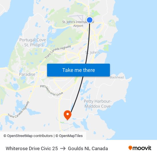 Whiterose Drive Civic 25 to Goulds NL Canada map