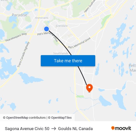 Sagona Avenue Civic 50 to Goulds NL Canada map