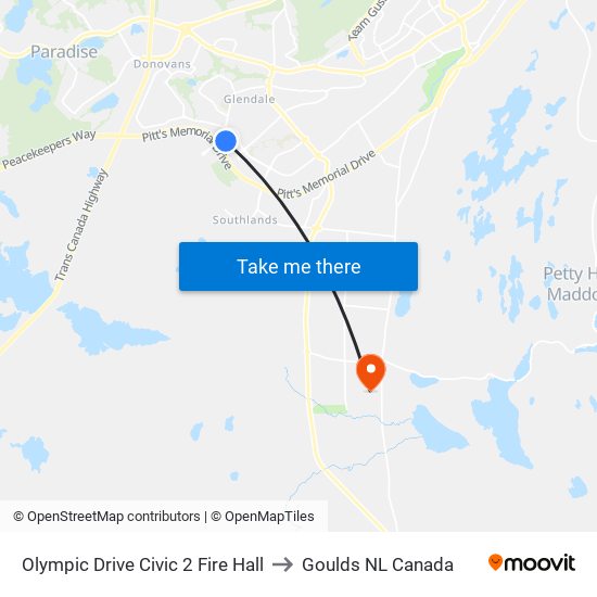 Olympic Drive Civic 2 Fire Hall to Goulds NL Canada map