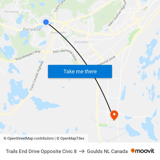 Trails End Drive Opposite Civic 8 to Goulds NL Canada map