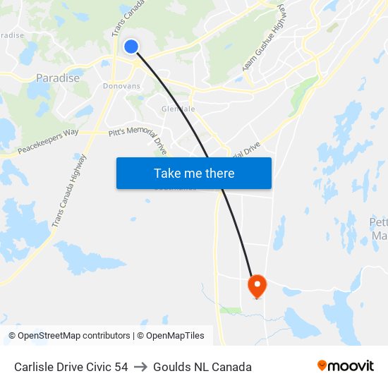 Carlisle Drive Civic 54 to Goulds NL Canada map