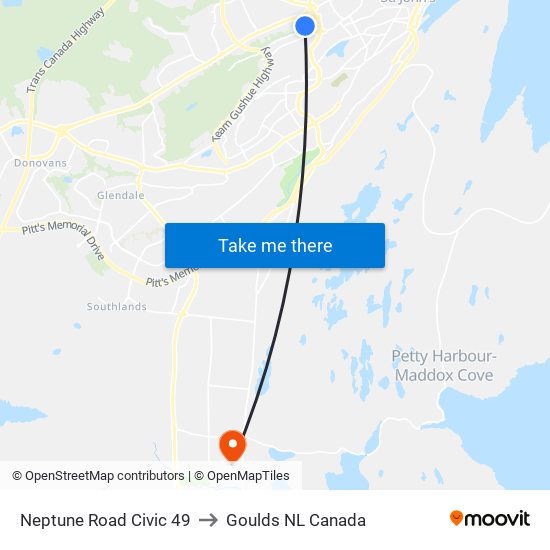 Neptune Road Civic 49 to Goulds NL Canada map