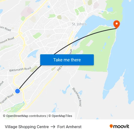 Village Shopping Centre to Fort Amherst map