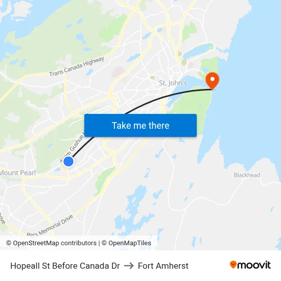 Hopeall St Before Canada Dr to Fort Amherst map