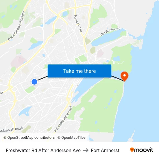 Freshwater Rd After Anderson Ave to Fort Amherst map