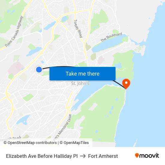 Elizabeth Ave Before Halliday Pl to Fort Amherst map