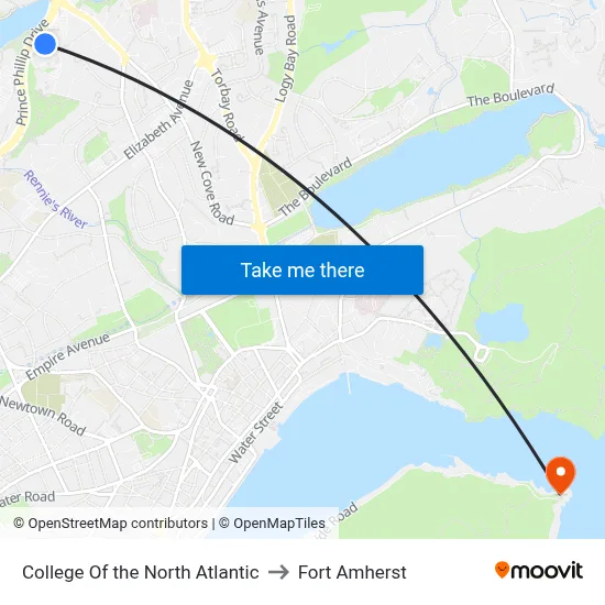 College Of the North Atlantic to Fort Amherst map