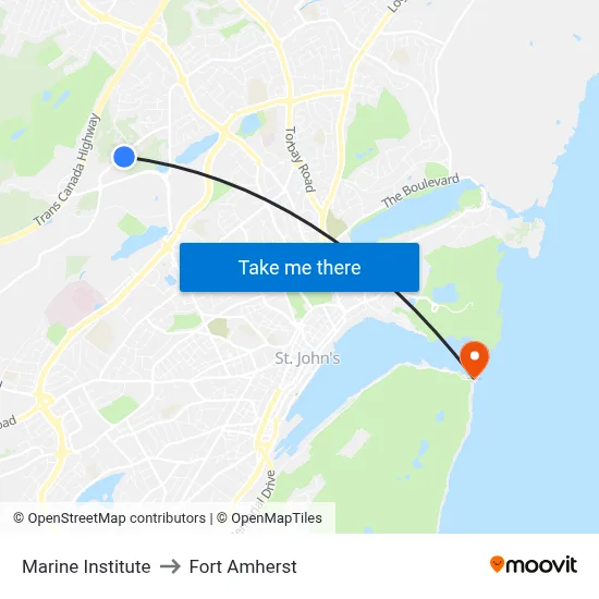 Marine Institute to Fort Amherst map